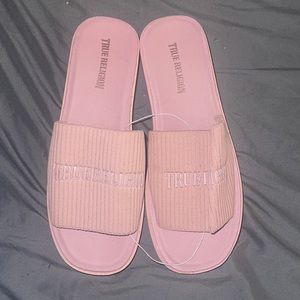 true religion women open toe platform slippers